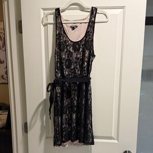Express Beige and Black Lace Dress